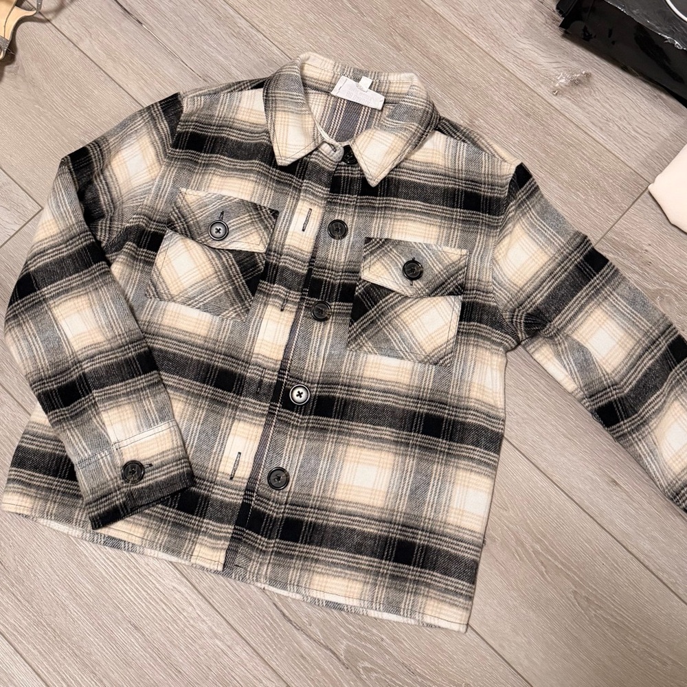 BB Dakota by Steve Madden Plaid Jacket - Black and Cream